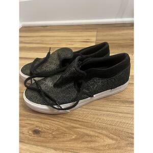 Supra Shoes Womens Size 8.5 Black Gold Speckled Lace Up Skate Sneaker Casual